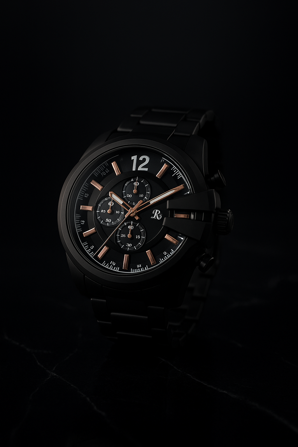 Premium Black Chronograph Wristwatch