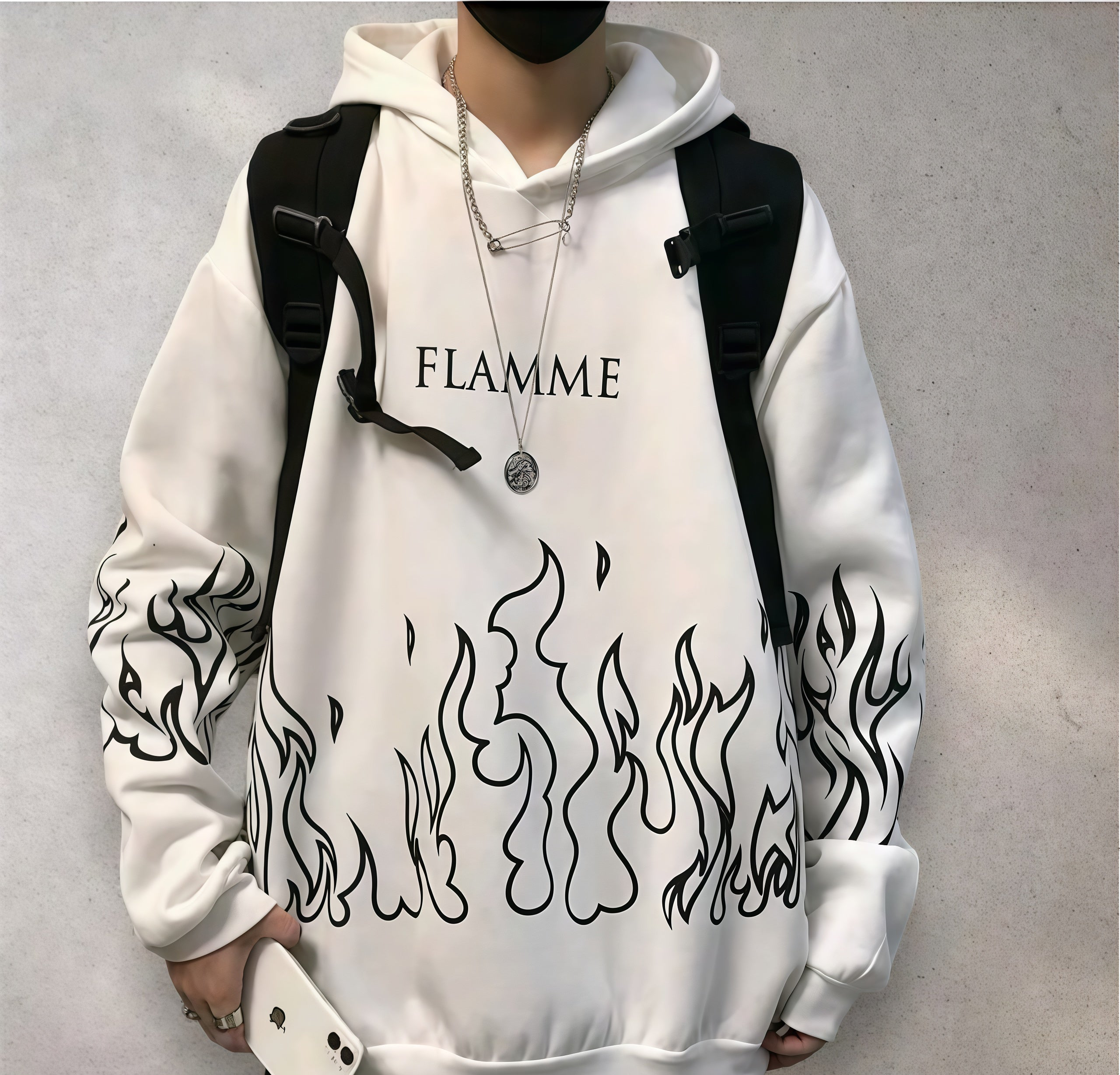 FLAMME Black Flame Graphic Hoodie