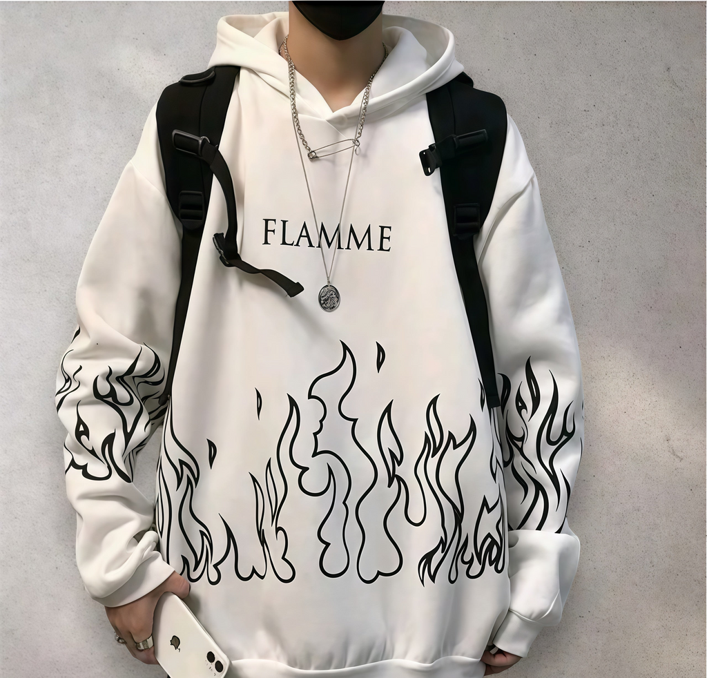 FLAMME Black Flame Graphic Hoodie