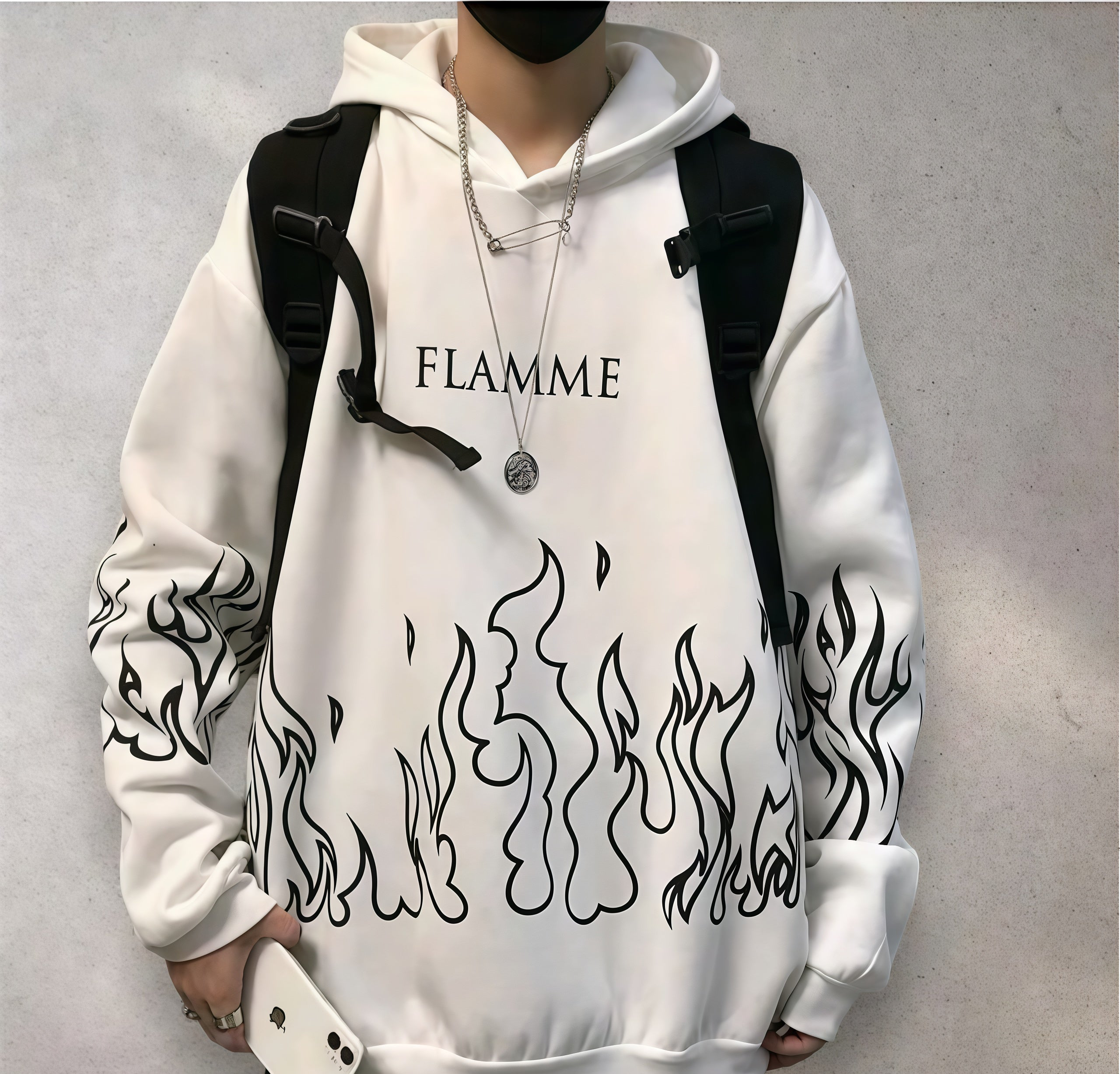 FLAMME Black Flame Graphic Hoodie
