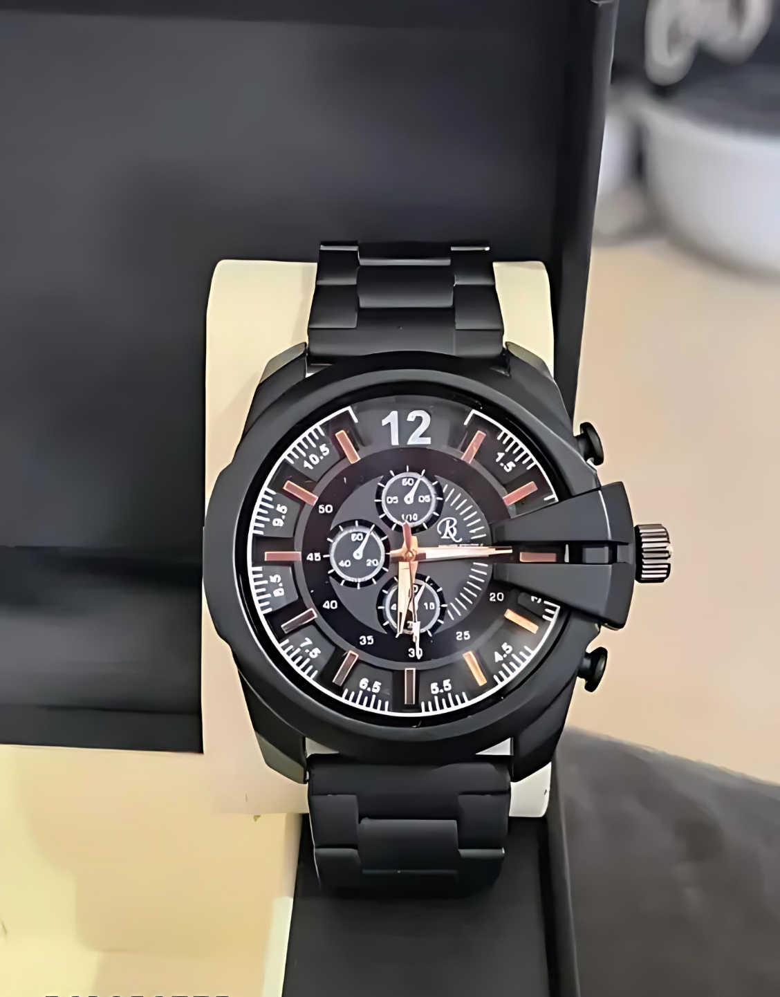 Premium Black Chronograph Wristwatch
