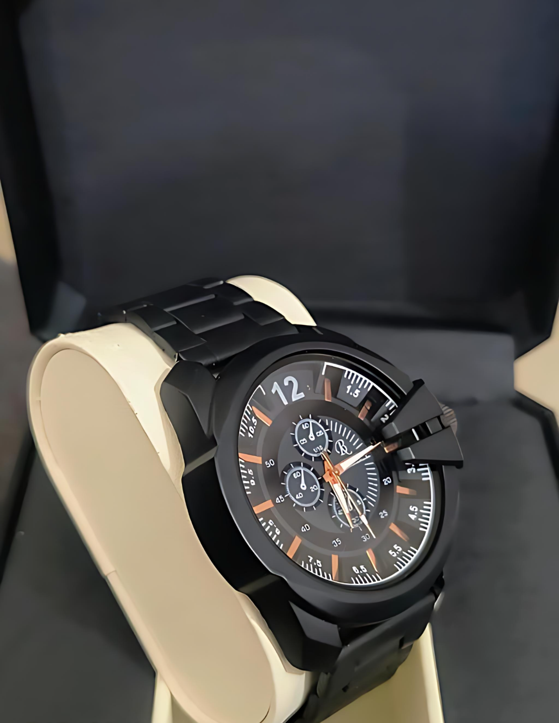 Premium Black Chronograph Wristwatch