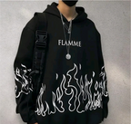 FLAMME Black Flame Graphic Hoodie