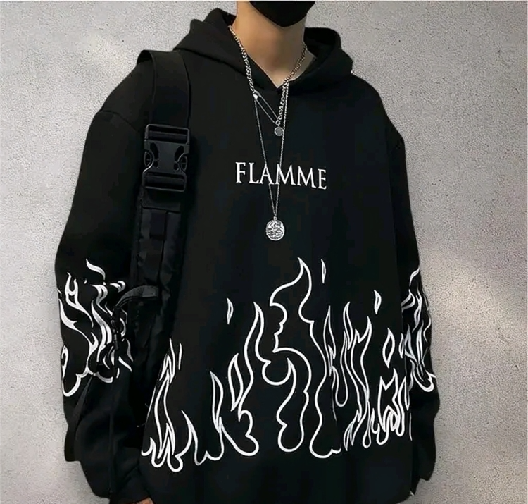 FLAMME Black Flame Graphic Hoodie
