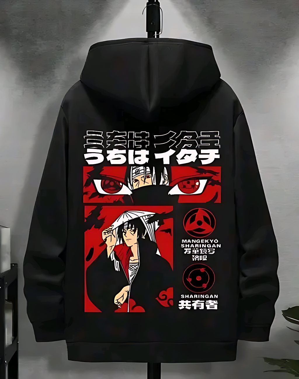 Uchiha Itachi Anime Printed Cotton Blend Hoodie