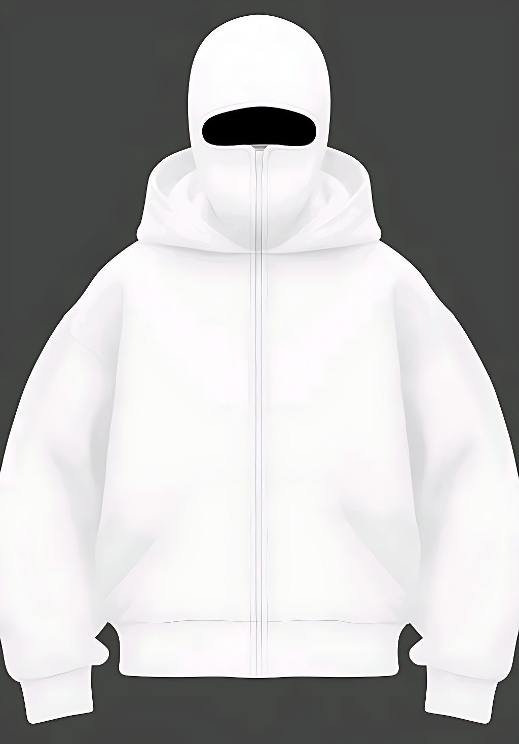 Solid Cotton Blend Balaclava Hoodie with Zip Closure