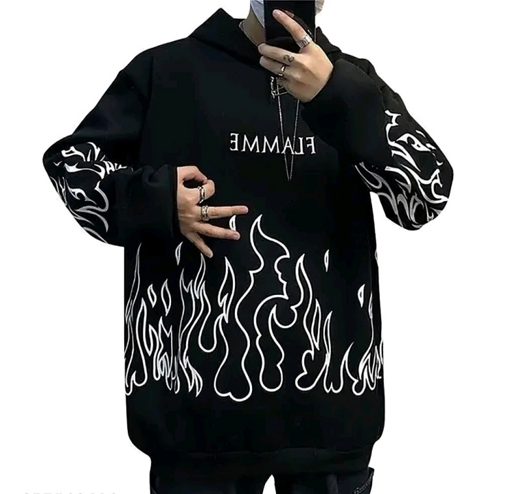 FLAMME Black Flame Graphic Hoodie