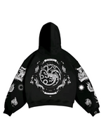 Funky Dragon Print Fleece Hoodie