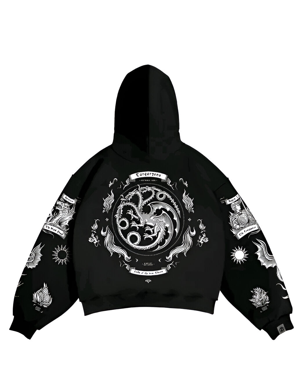 Funky Dragon Print Fleece Hoodie