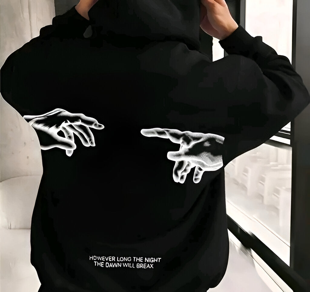 Stylish Hand Print Fleece Hoodie